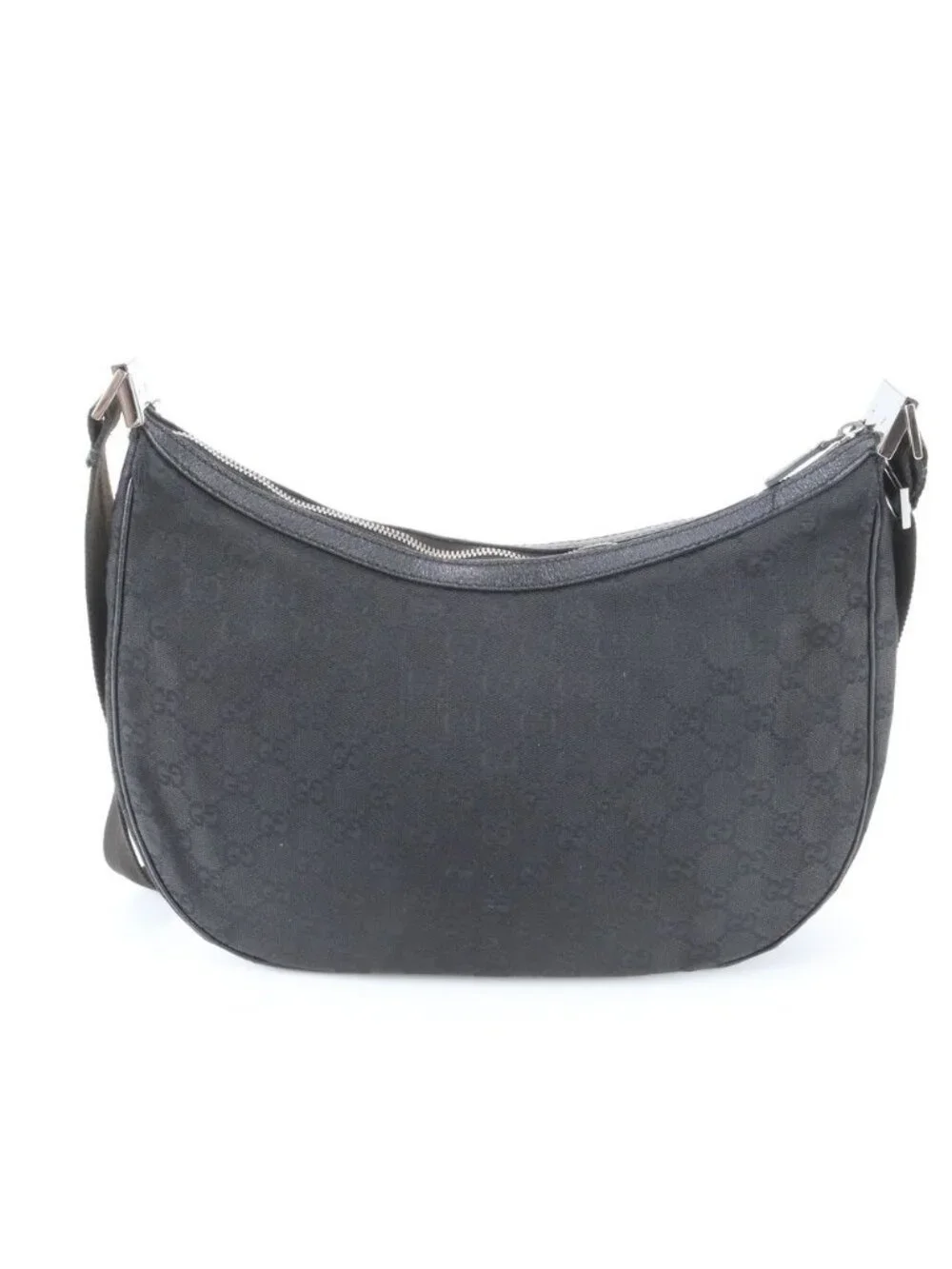 Gucci GG Canvas Leather Shoulder Bag Crossbody Hand Tote Black